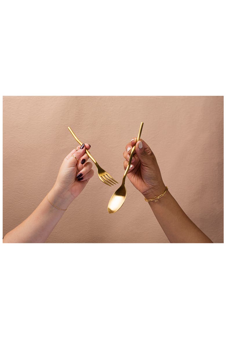 Squiggle 5-Piece Flatware Set, Alternate, color, MATTE GOLD