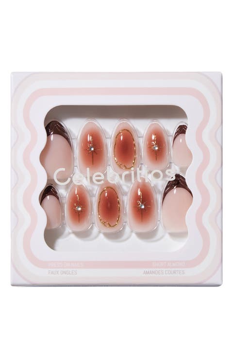 3D Sparkling Berry Short Almond Press-On Nails