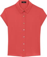 Theory Cap Sleeve Silk Shirt
