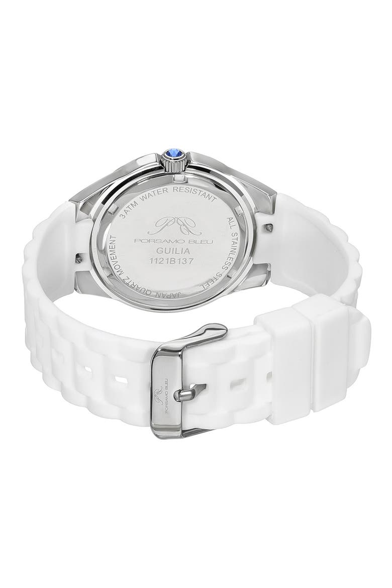 Women's Guilia Luxury Interchangeable Band Stainless Steel Watch, 37mm, Alternate, color, SILVER/ WHITE/ BABY BLUE