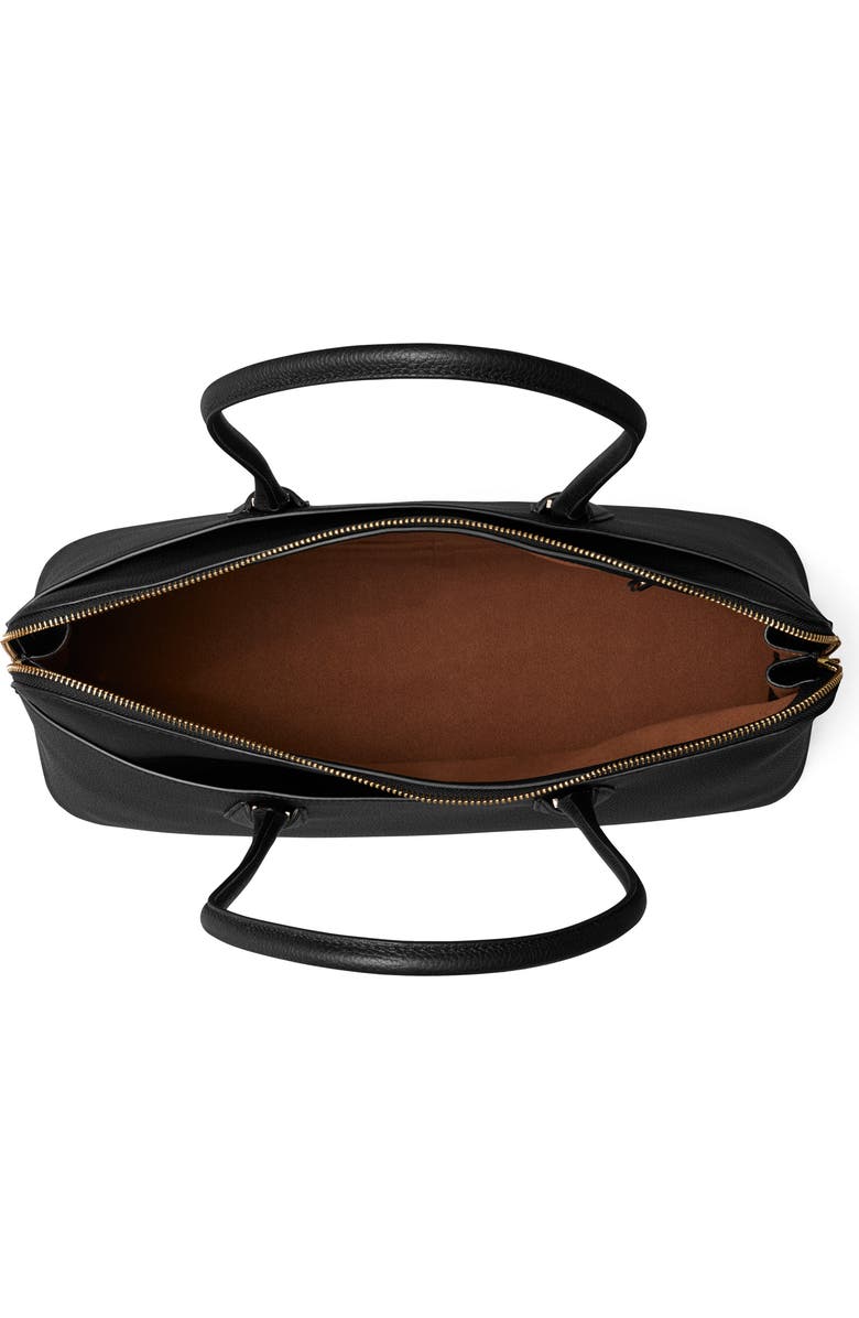 Tory Burch Lock Leather Satchel, Alternate, color, Black