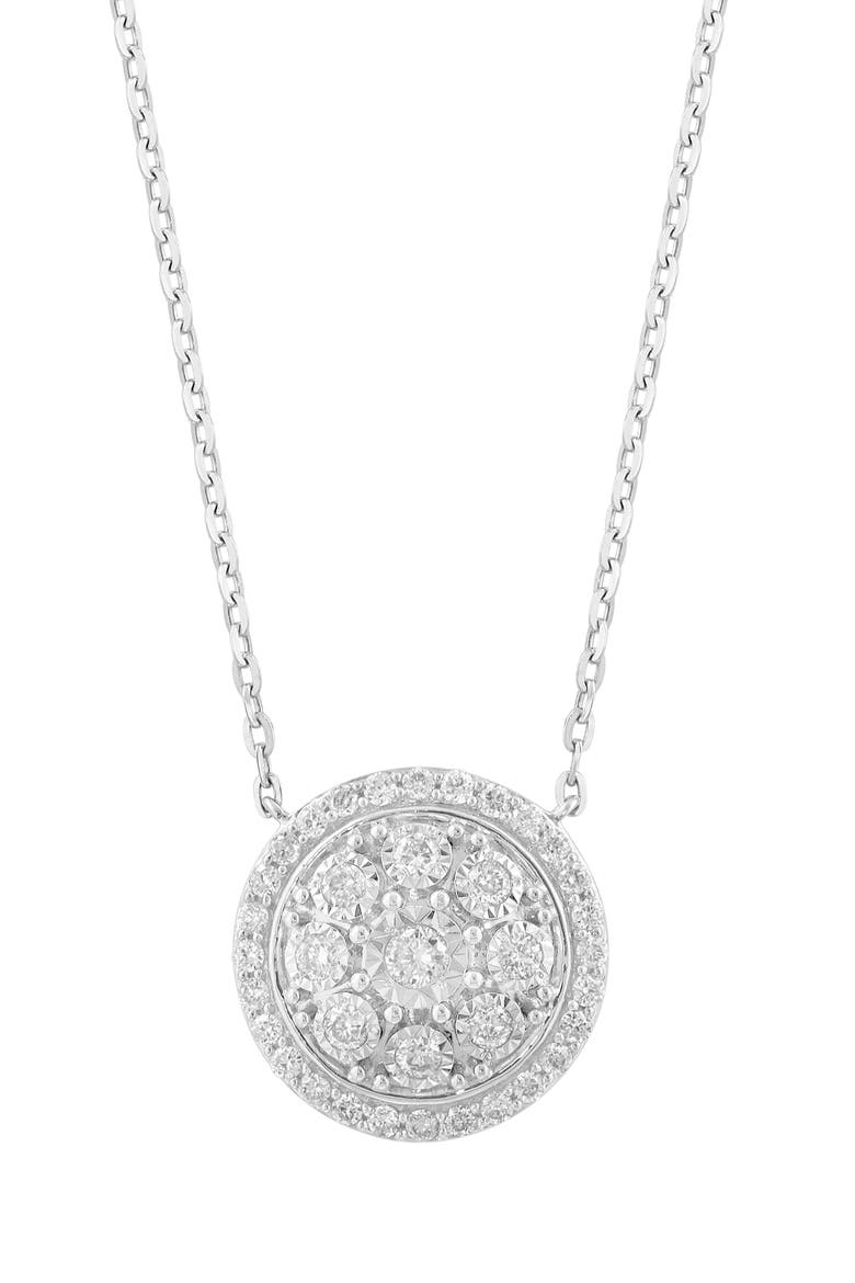 Sterling Silver Diamond Circle Pendant Necklace, Alternate, color, WHITE