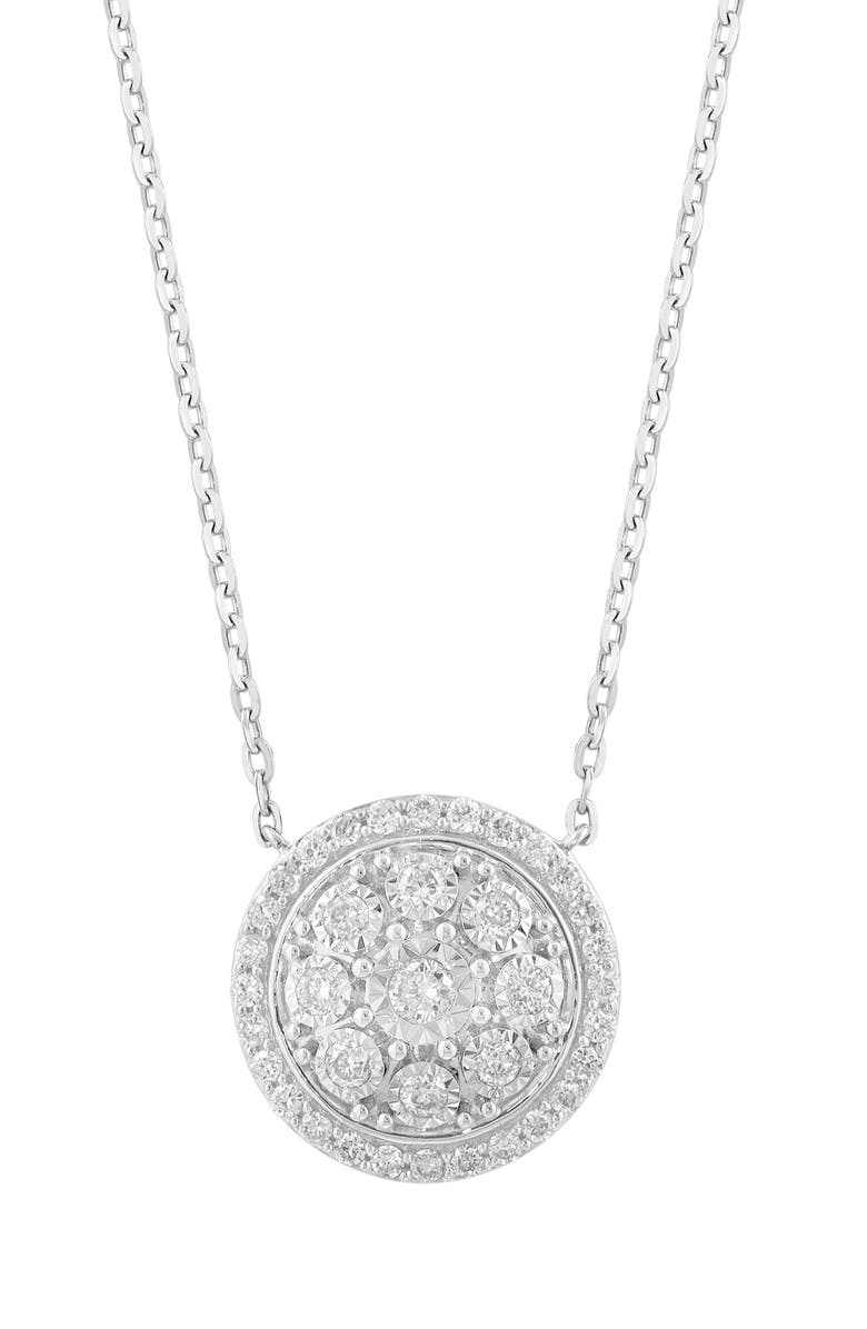 EFFY Sterling Silver Diamond Circle Pendant Necklace, Alternate, color, White