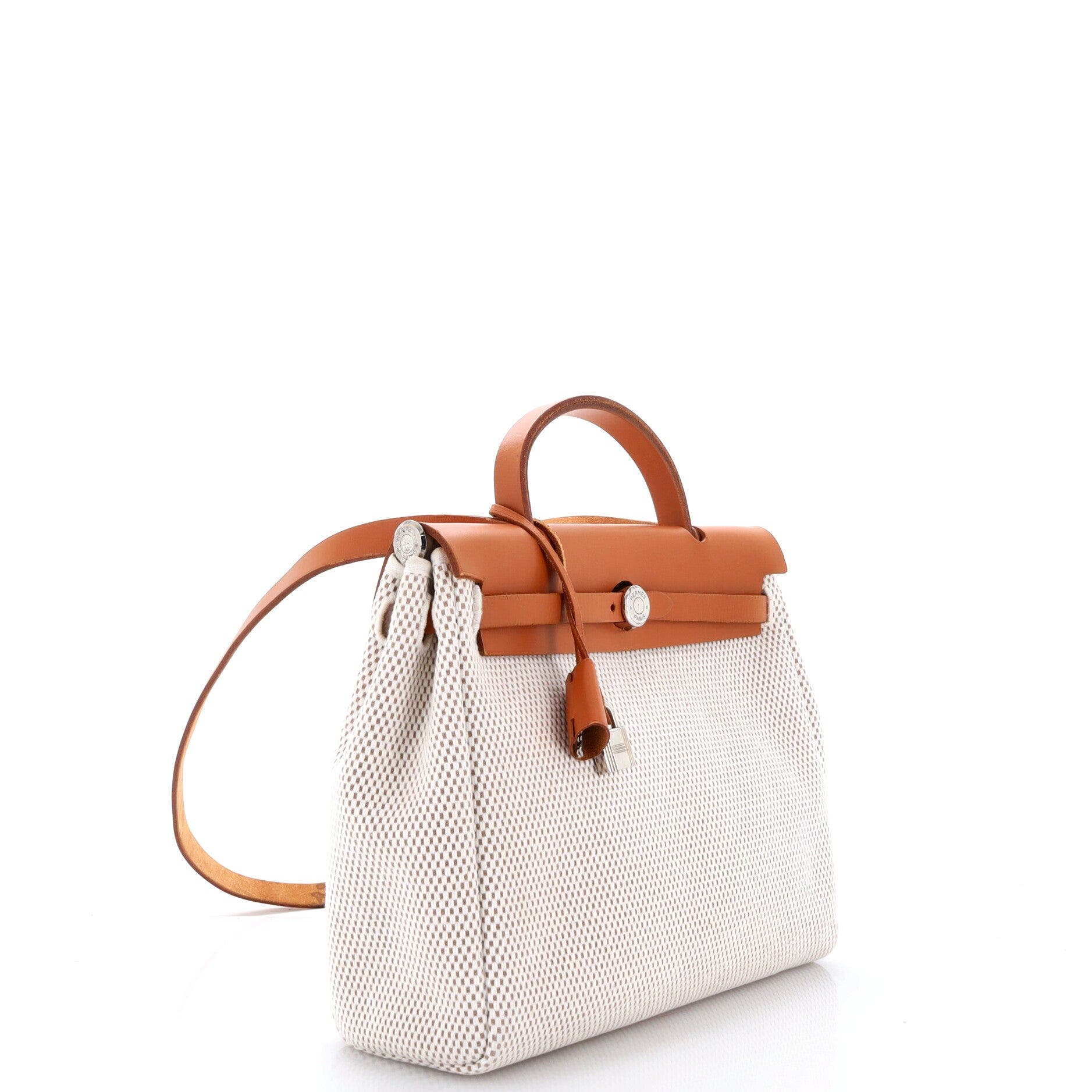 Herbag Toile and Leather PM, Alternate, color, White