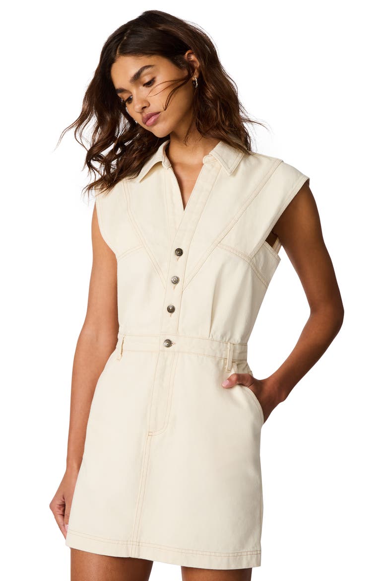 Felicite Cotton Denim Mini Shirtdress, Alternate, color, NATURAL