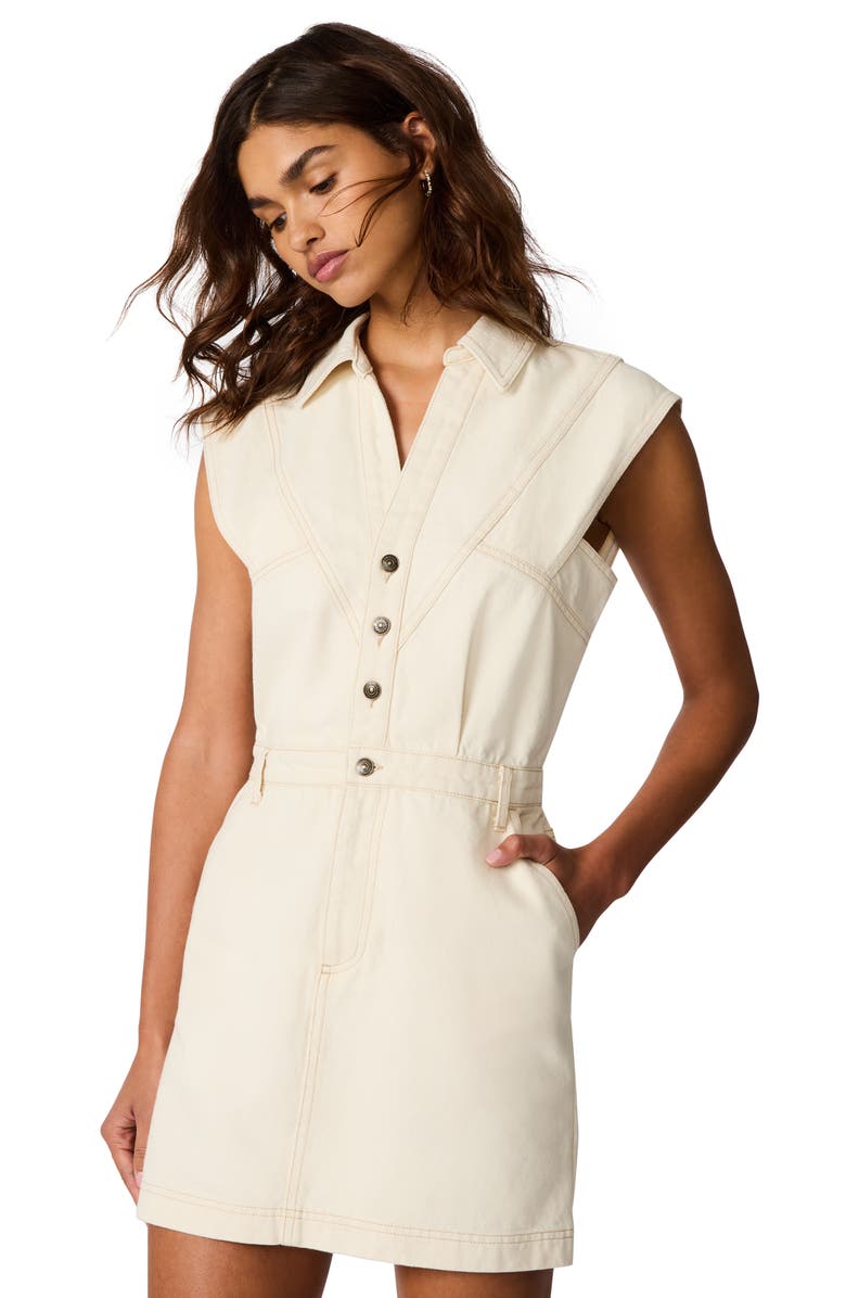 Steve Madden Felicite Cotton Denim Mini Shirtdress, Alternate, color, Natural
