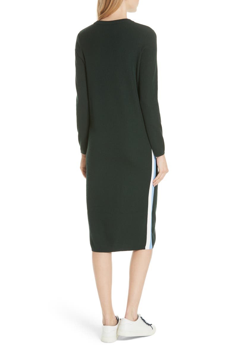 Tory Sport Double Stripe Cashmere Blend Sweater Dress, Alternate, color, CONIFER