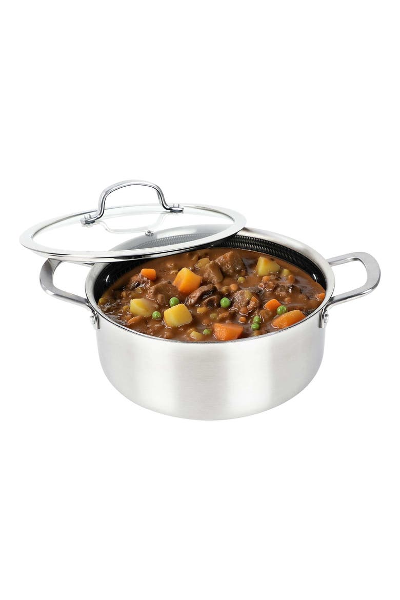 5 Quart NonStick Stainless Steel Dutch Oven w/Glass Lid, Alternate, color, Silver