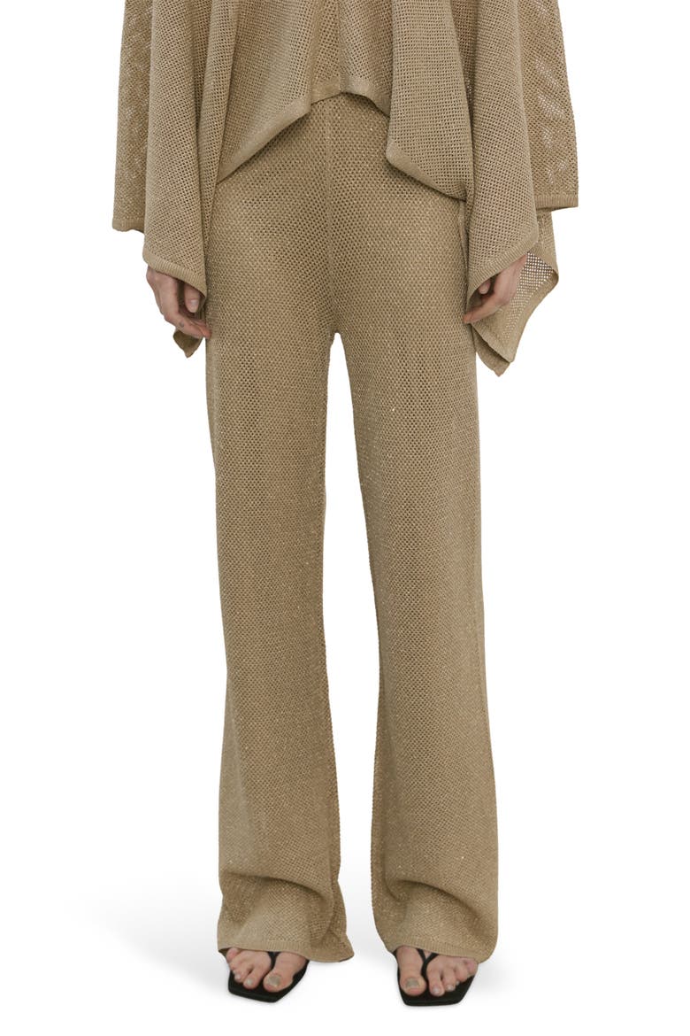 Metallic Pull-On Straight Leg Knit Pants, Main, color, GOLD