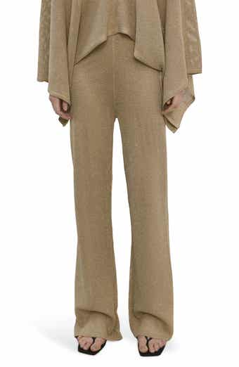 Metallic Pull-On Straight Leg Knit Pants