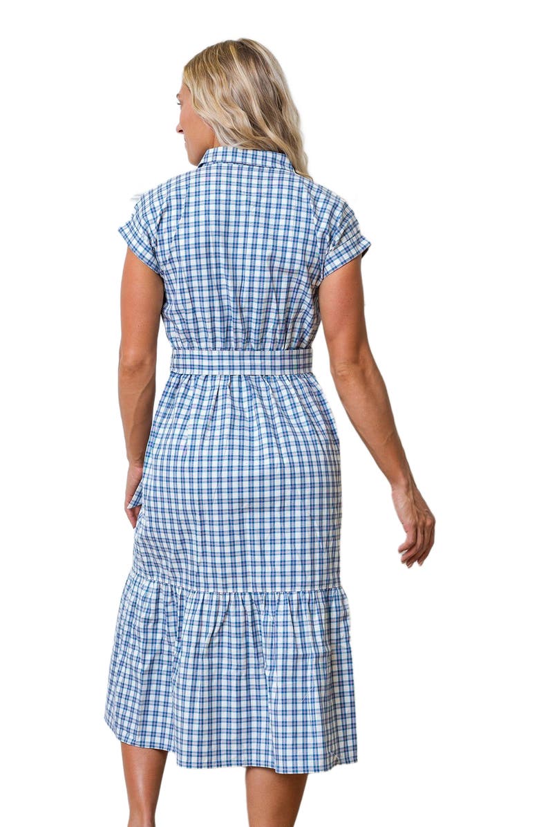 Hope & Henry Women's Organic Button Front Midi Dress, Alternate, color, Ivory And Blue Check