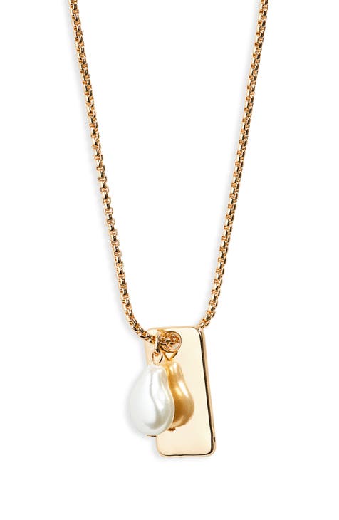 Faux Pearl Pendant Necklace