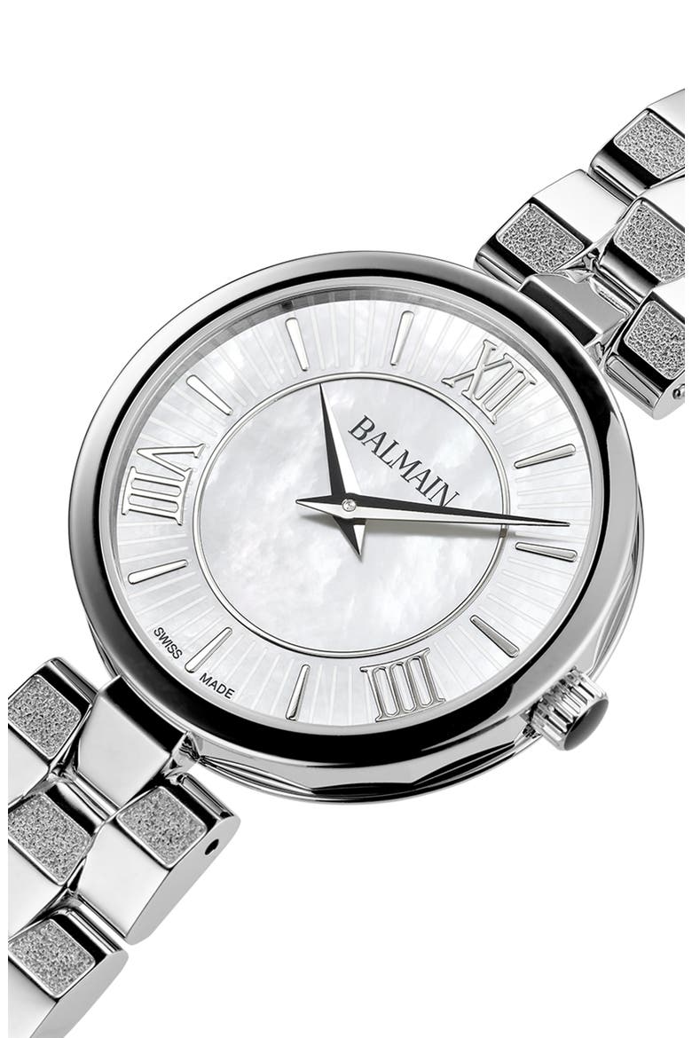 Mother-of-Pearl Stainless Steel Bracelet Watch, Alternate, color, STAINLESS STEEL