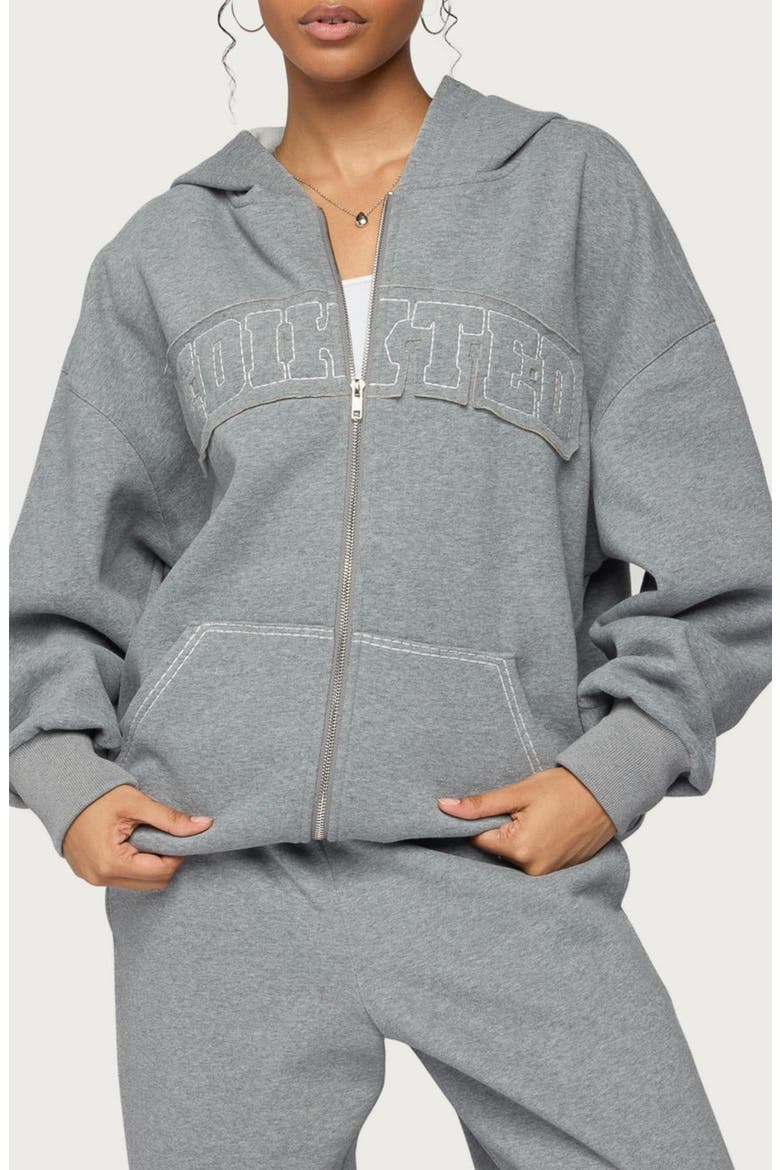 Forever Edikted Oversized Full Zip Hoodie, Main, color, GRAY-MELANGE