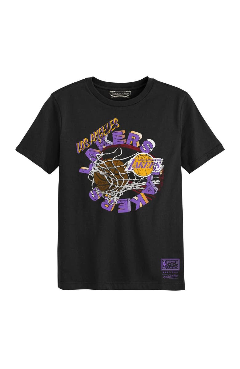 Mitchell & Ness Preschool Mitchell & Ness Black Los Angeles Lakers In The Net T-Shirt, Main, color, 