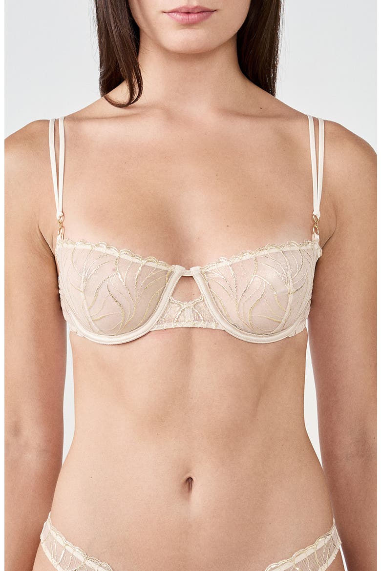 Envolee N°9 Embroidered Underwire Bra, Main, color, BEIGE/ GOLD