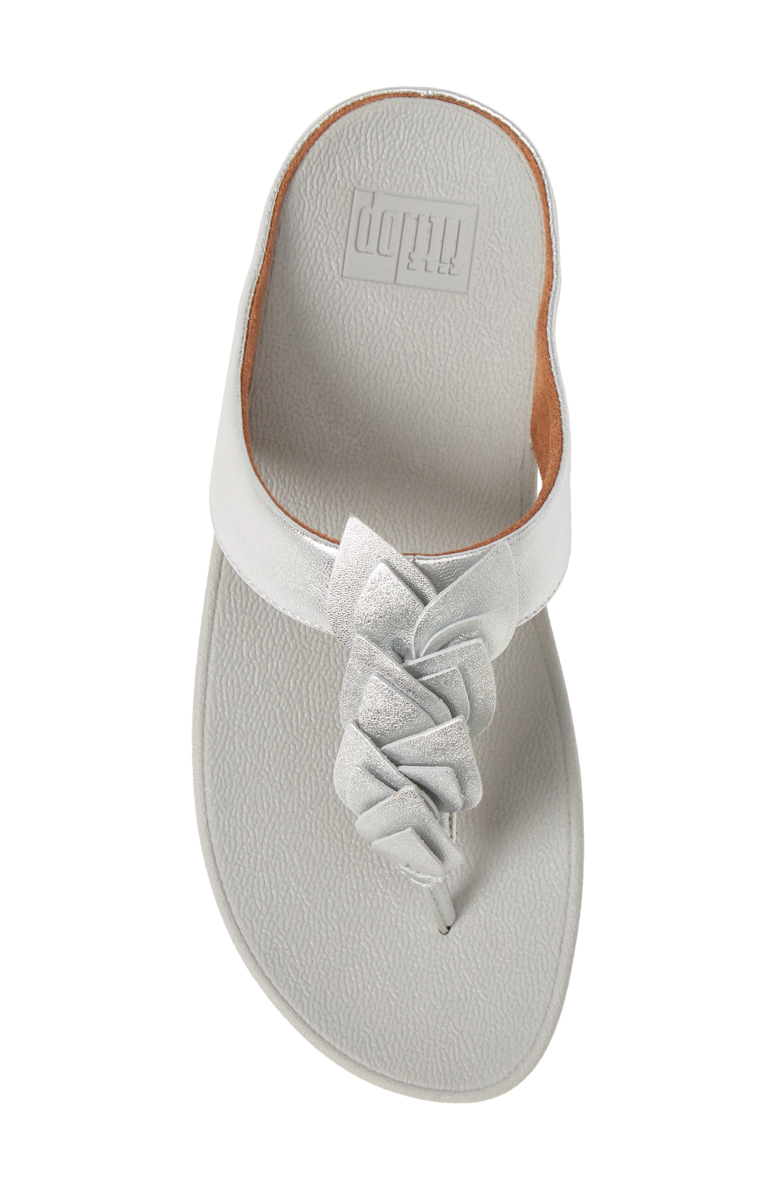 Fino Leaf Flip Flop, Alternate, color, SILVER LEATHER