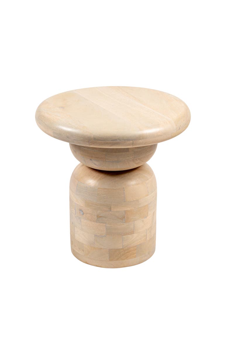 Storied Home Accent Table with Stacked End Grain Base, Main, color, White