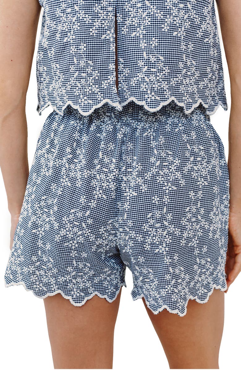 Bella Dahl Catalina Floral Embroidered Gingham Cotton Shorts, Alternate, color, Floral Gingham
