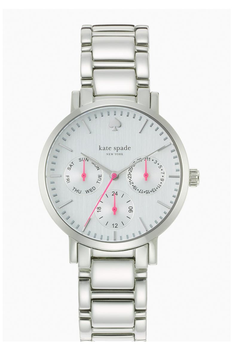 'gramercy' multifunction bracelet watch, 34mm, Main, color, SILVER