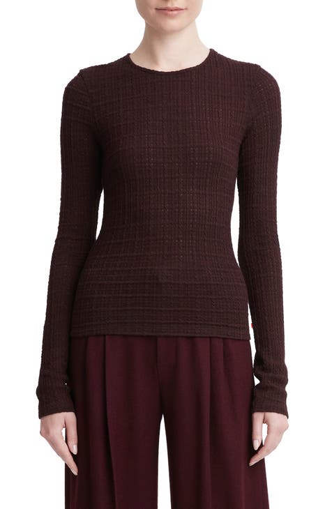 Plaid Jacquard Wool Blend Knit Top