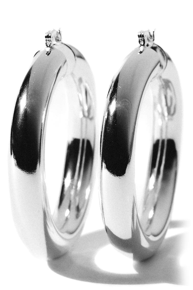 Aubree Large Tube Hoop Earrings, Main, color, SILVER