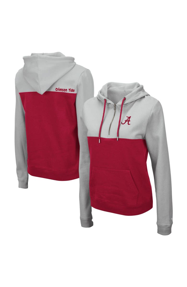 COLOSSEUM Women's Colosseum Gray/Crimson Alabama Crimson Tide Aidan Lightweight Half-Zip Hoodie, Main, color, Gray