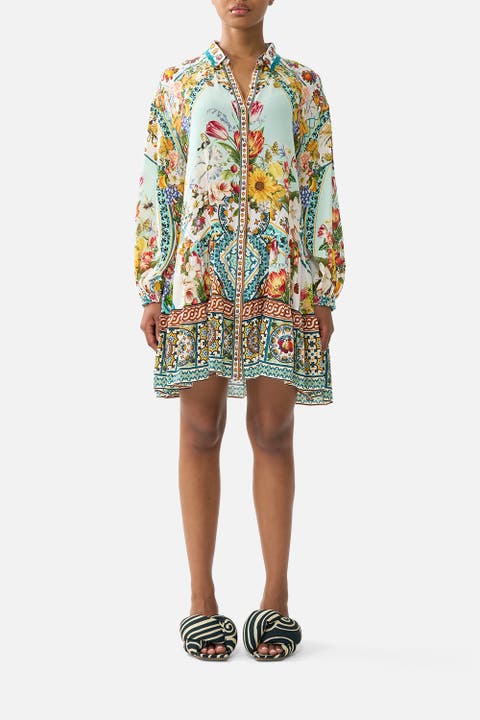 Long Sleeve Tiered Short Dress