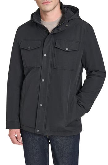 Cole Haan Signature Hooded Waterproof Field Jacket In Black