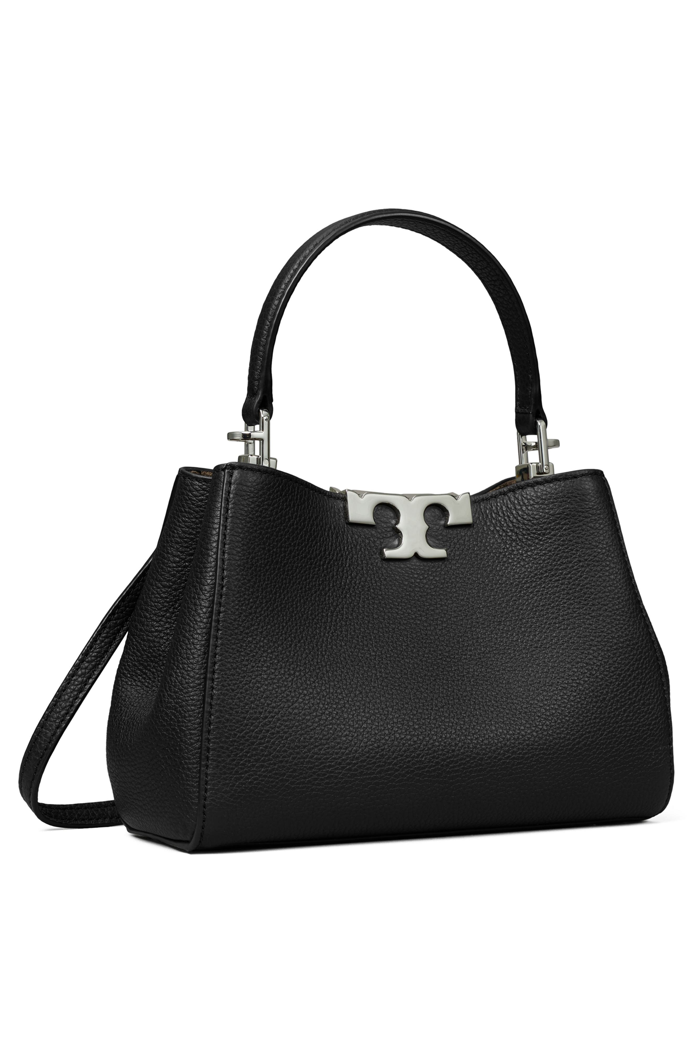 Tory Burch Mini Eleanor Soft Leather Satchel, Alternate, color, Black