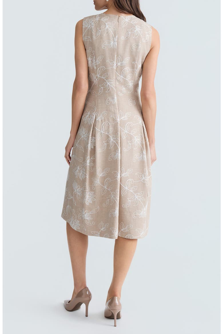 Embroidered Fit & Flare Dress, Alternate, color, STRAW MELANGE/ WHITE