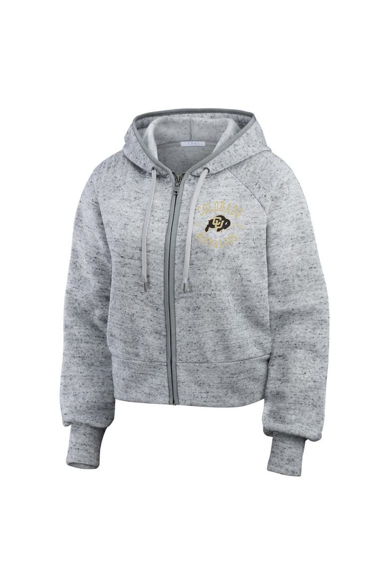 Women's WEAR by Erin Andrews Heather Gray Colorado Buffaloes Wear Speckle Double-Hit Raglan Full-Zip Hoodie, Alternate, color, Heather Gray