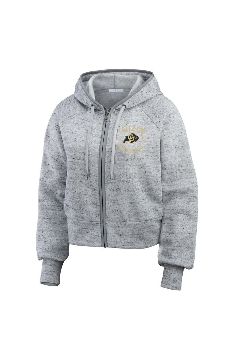 WEAR by Erin Andrews Women's WEAR by Erin Andrews Heather Gray Colorado Buffaloes Wear Speckle Double-Hit Raglan Full-Zip Hoodie, Alternate, color, Heather Gray