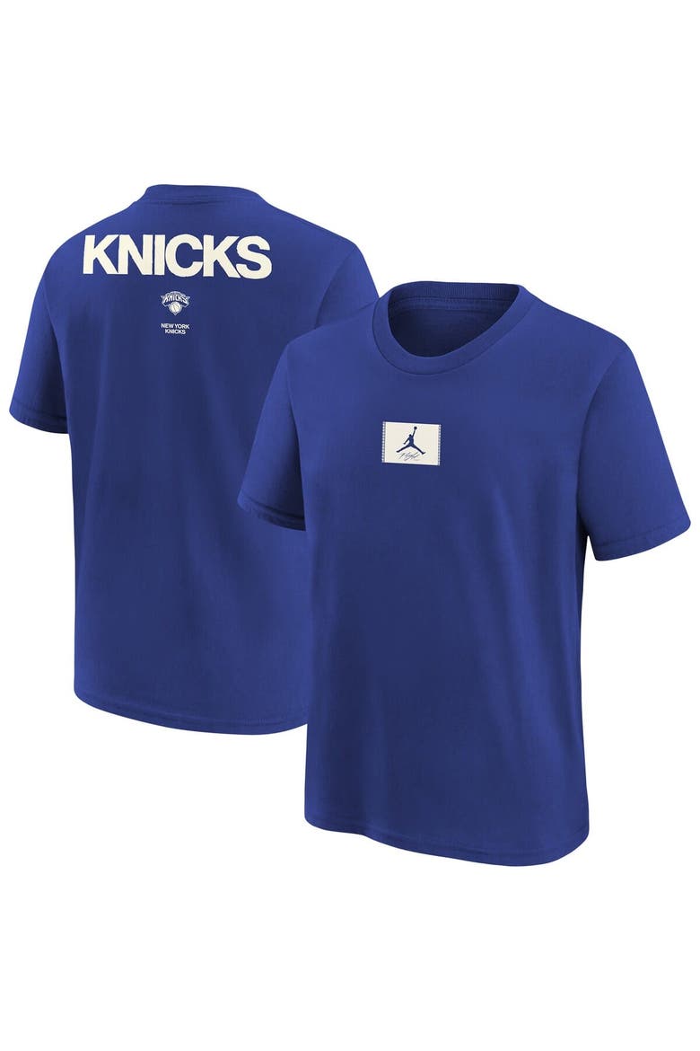 Youth Jordan Brand  Royal New York Knicks Courtside Statement 85 T-Shirt, Main, color, Royal