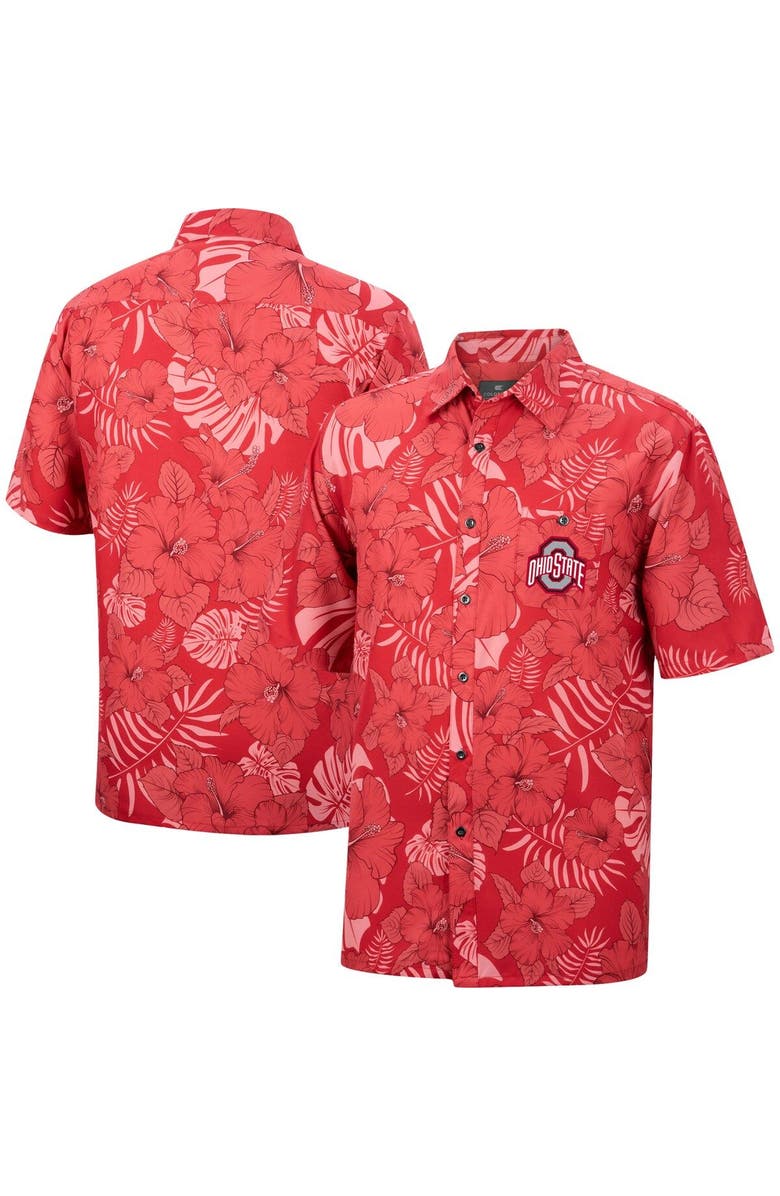 COLOSSEUM Men's Colosseum Scarlet Ohio State Buckeyes The Dude Camp Button-Up Shirt, Main, color, 