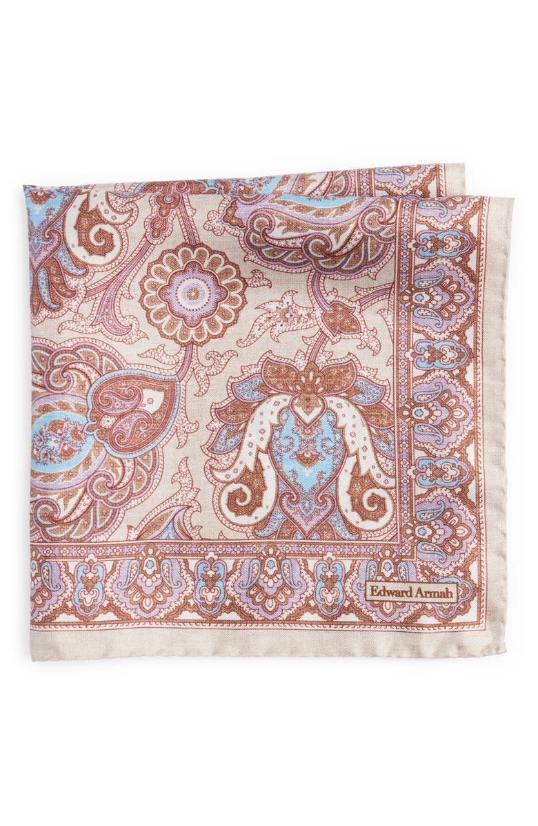EDWARD ARMAH Persian Print Silk Pocket Square, Main, color, 