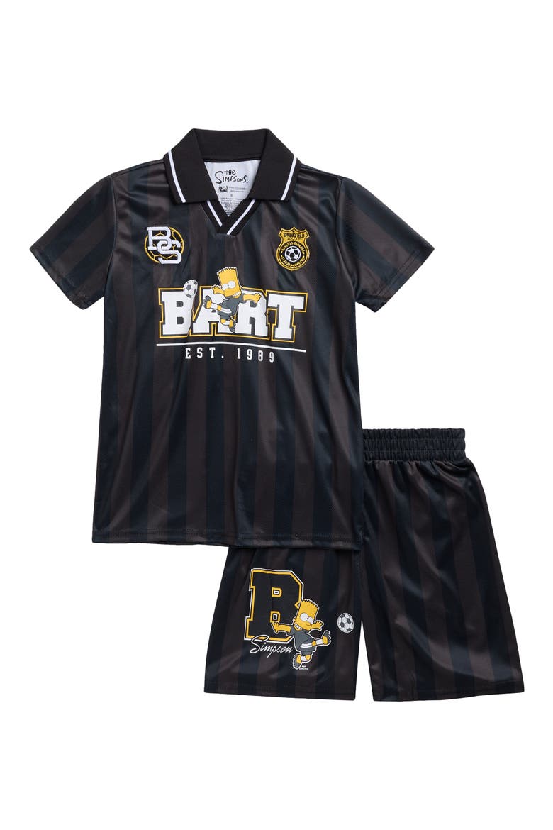 Kids' Bart Simpson Soccer Johnny Collar Jersey & Shorts Set, Main, color, BLACK