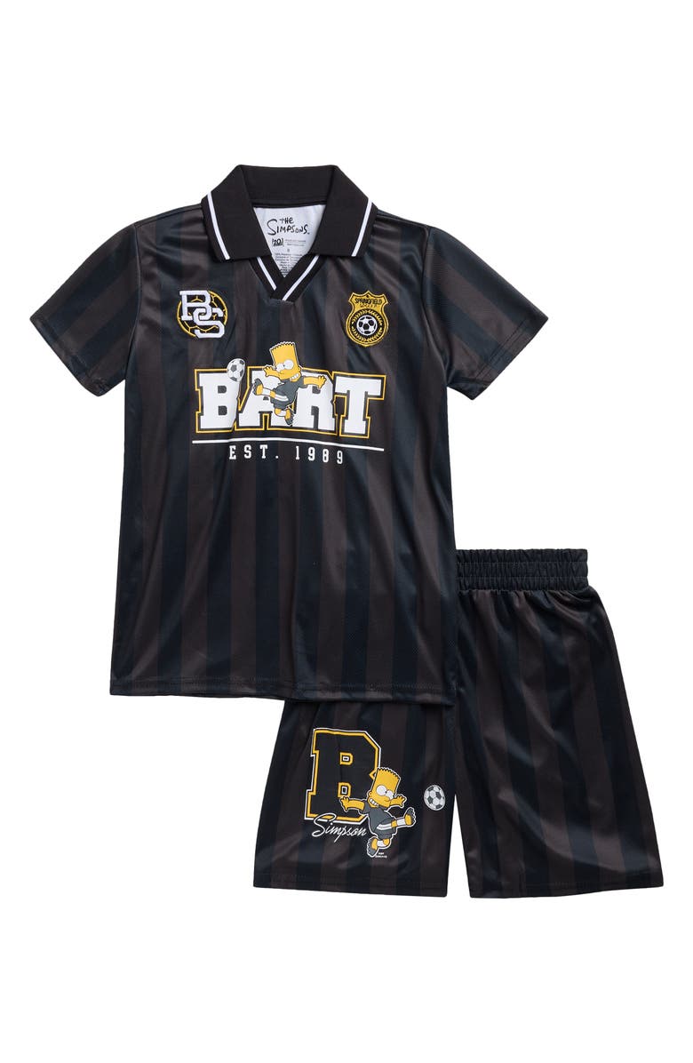 Freeze Kids' Bart Simpson Soccer Johnny Collar Jersey & Shorts Set, Main, color, Black