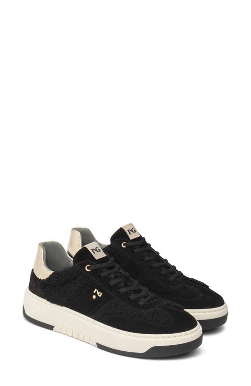 Nerogiardini Retro Faux Shearling Sneaker In Black