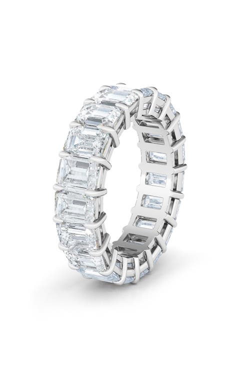 Emerald Cut Lab Created Diamond 18K Gold Eternity Band