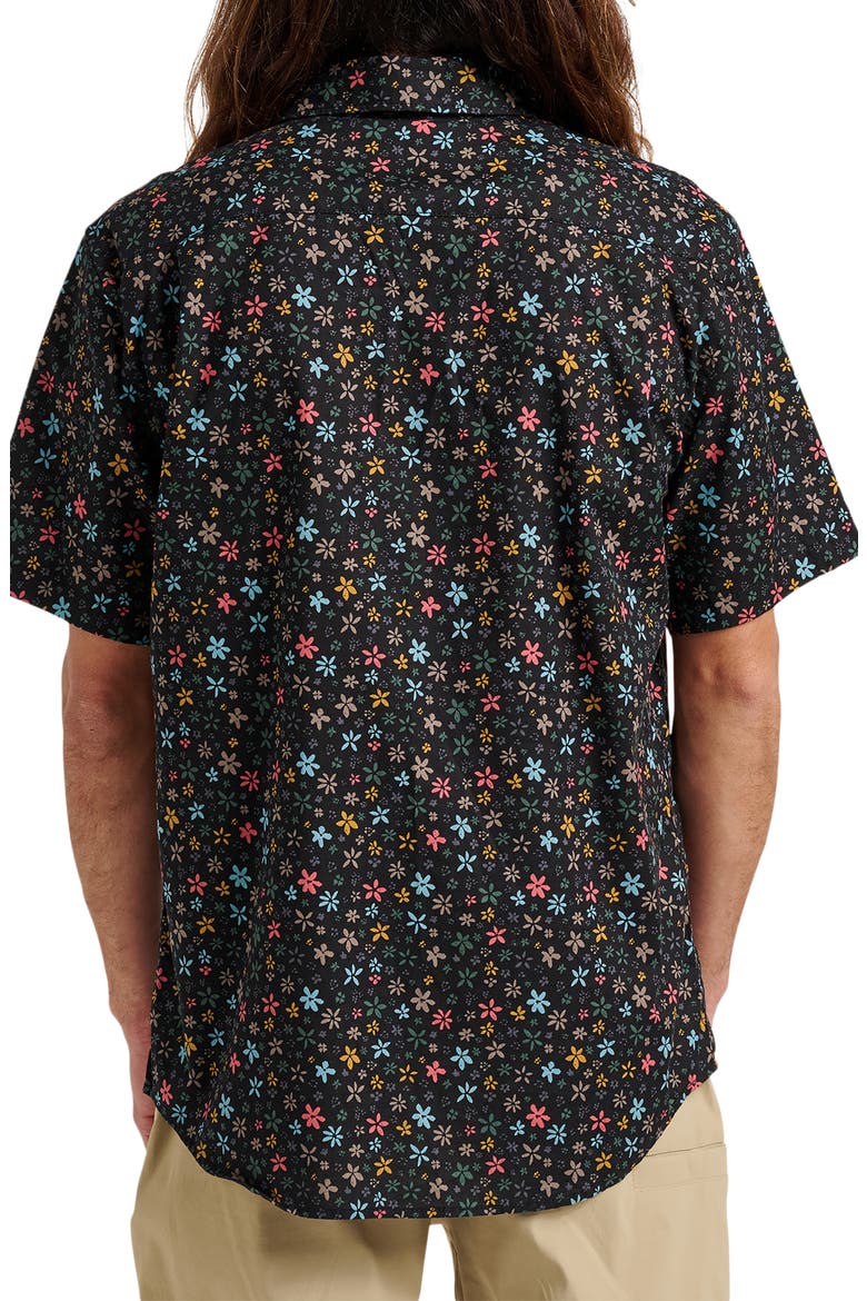 Ditsy Mini Classic Floral Short Sleeve Cotton Button-Up Shirt, Alternate, color, ECLIPSE