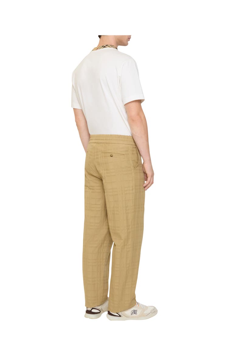 Textured Check Cotton Trousers, Alternate, color, Sandstorm beige