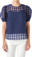 English Factory Windowpane Sheer Top