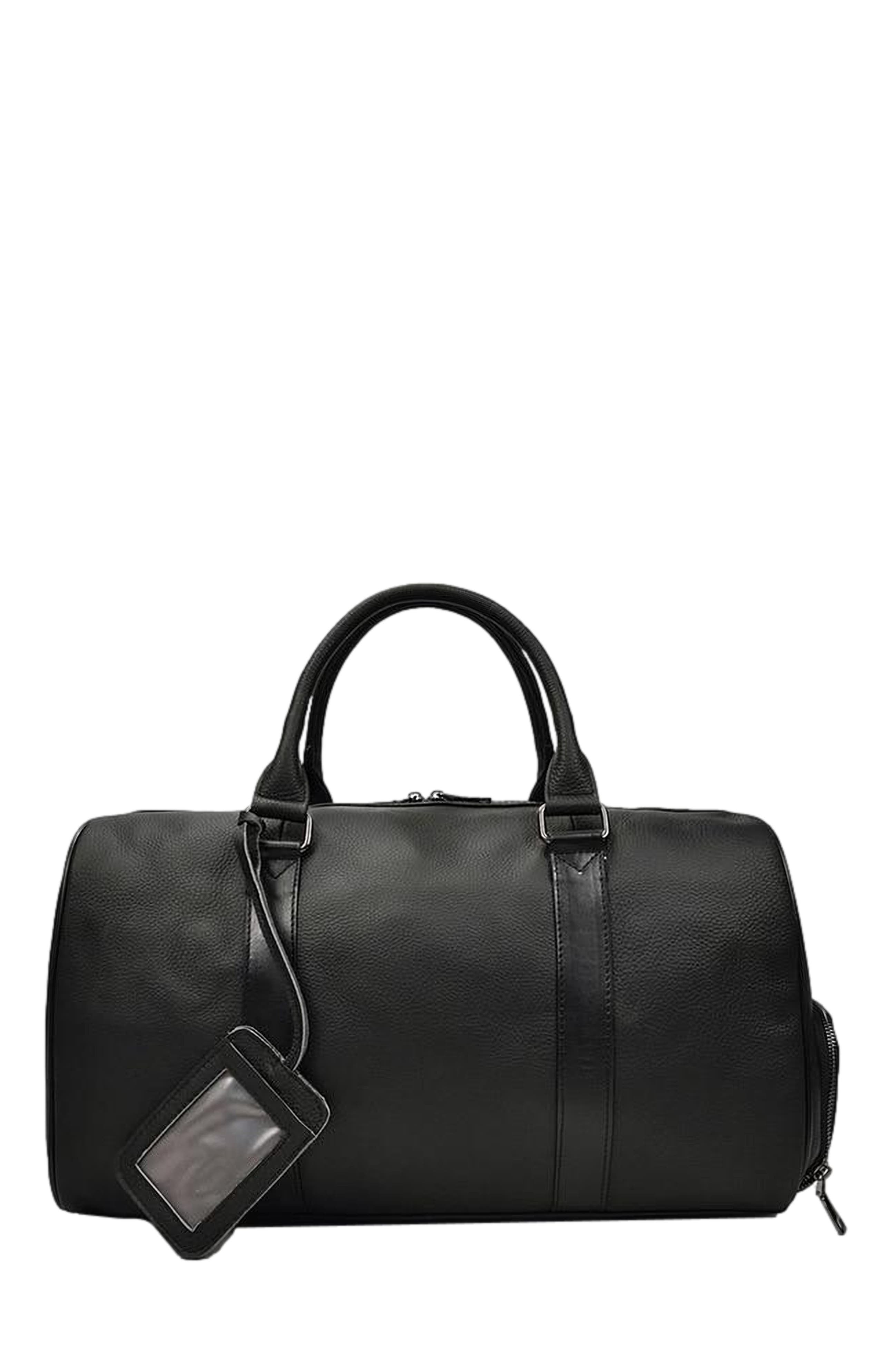 STEEL HORSE LEATHER The Endre Weekender | Vintage Leather Duffle Bag, Alternate, color, Black