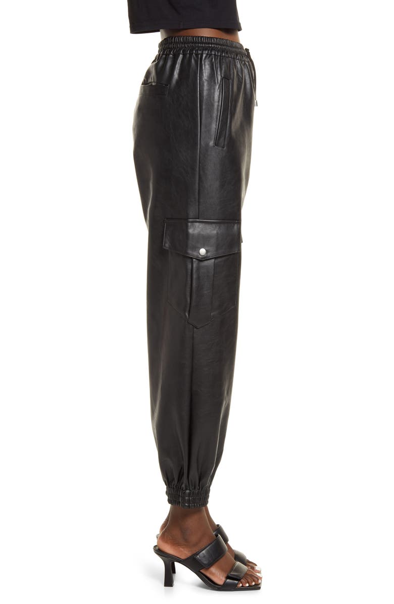 KENDALL + KYLIE Cargo Faux Leather Joggers, Alternate, color,