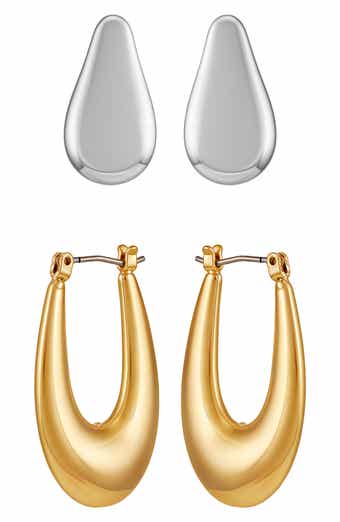 Vince Camuto Set of 2 Two-Tone Teardrop & Oval Hoop Earrings