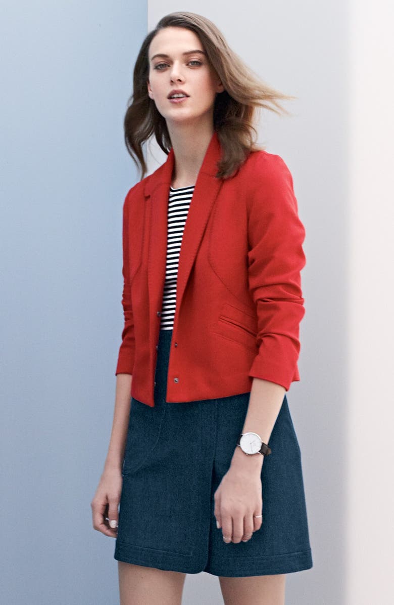 Halogen<sup>®</sup> Pickstitch Detail Snap Front Jacket, Alternate, color, 