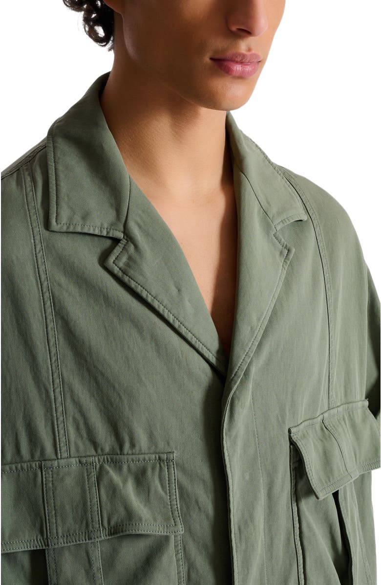 Balmain Cotton utility shirt, Alternate, color, Green