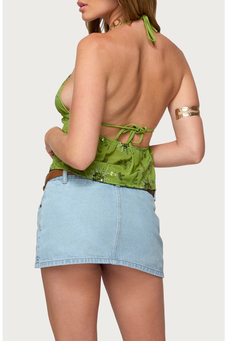 Kiki Sequin Halter Top, Alternate, color, GREEN