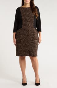 KASPER Contrast Long Sleeve Dress
